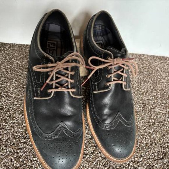 Men\'s Footjoy Size 11M Dark Gray Leather Spikeless Oxford Wingtip Golf Shoes main image 4